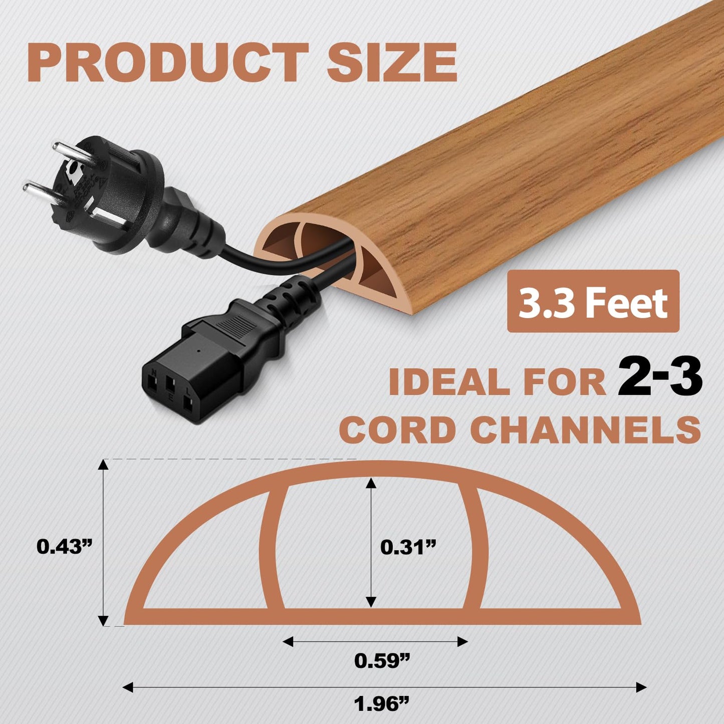 EYAYEN Floor Cord Cover for Wires on Floor Self Adhesive Cord Hider