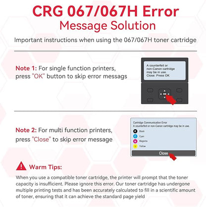 LEMERO 067H Toner Compatible for Canon 067H Toner Cartridges Set Work for Canon MF656Cdw Toner for Canon 067 MF654Cdw MF653Cdw LBP632Cdw Printer, Black Cyan Yellow Magenta 4-Pack of 067h Toner