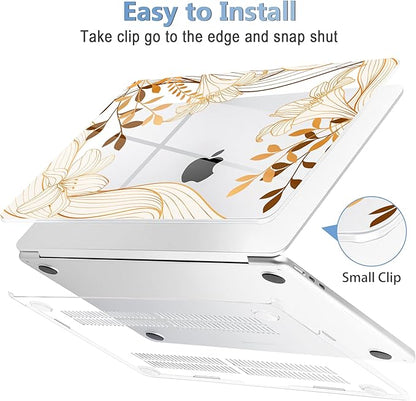 Mektron Compatible with M4 MacBook Air 15 inch Case 2025 A3241 2024 2023 M3 A3114 A2941 M2 Liquid Retina Display Touch ID, Plastic Hard Case & Keyboard Skin & Screen Protector - Waves Florals C352