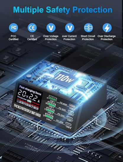 100W 8Port USB Charging Station for Multiple Devices - Multi USB Charger Station