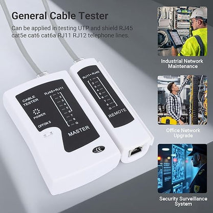 RJ45 Cable Tester Network Cable Tester Ethernet Wire Test Tool for LAN Phone RJ45 RJ11 RJ12 Cat5 Cat5e Cat6 Cat6a Cat7 UTP/Shield Cable