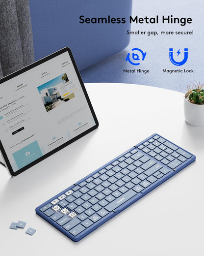 Samsers Full-Size Foldable Bluetooth Keyboard with Numeric Keypad - Blue