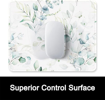 ITNRSIIET Mouse Pad with Stitched Edge Premium Textured Smooth Precise Operation Waterproof Washable Non-Slip Rubber Base Desktop Protection Mat, 10.2×8.3×0.12 inches, Leaves and Branches