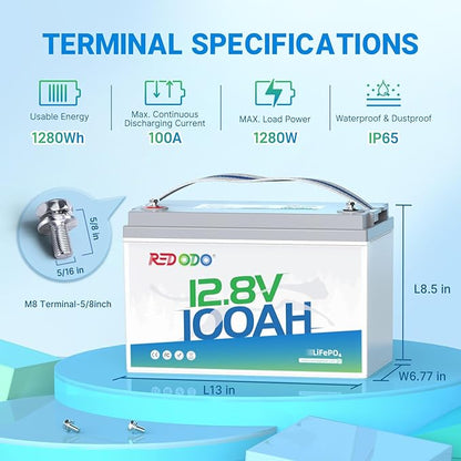 Redodo 2 Pack 12V 100Ah Lithium LiFePO4 Battery, Group 31 Battery Built in 100A BMS, Up to 15000 Cycles, 10 Years Lifetime, Perfect for RV, Off Grid, Solar, Marine, Trolling Motor