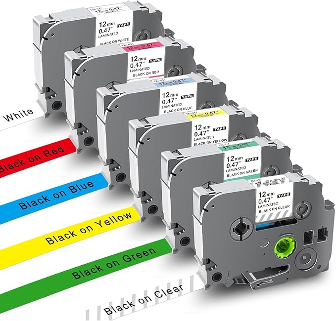 UNOKA Compatible for Brother P Touch PT-D210 PT-D220 TZe Tz Tape Color 12mm