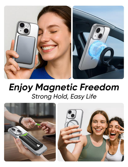MAGIC JOHN 360° Rotatable Magnetic Invisible Stand for iPhone 14/iPhone 13 Case [Anti-Slip Grip] [Compatible with MagSafe] 16FT Shockof for iPhone 14/13 Case with Kickstand, Gray