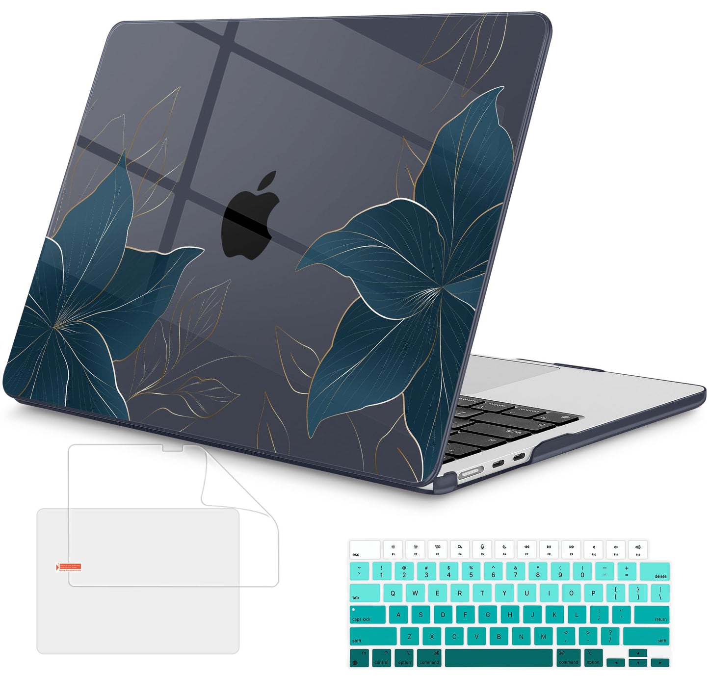 Mektron Case for 2026 MacBook Air 15 INCH M5 A3448 Compatible with M4 A3241 /M3 A3114 /M2 A2941 Printed Plastic Hard Shell Cover with 15.3" Liquid Retina Display Touch ID- Floral C348