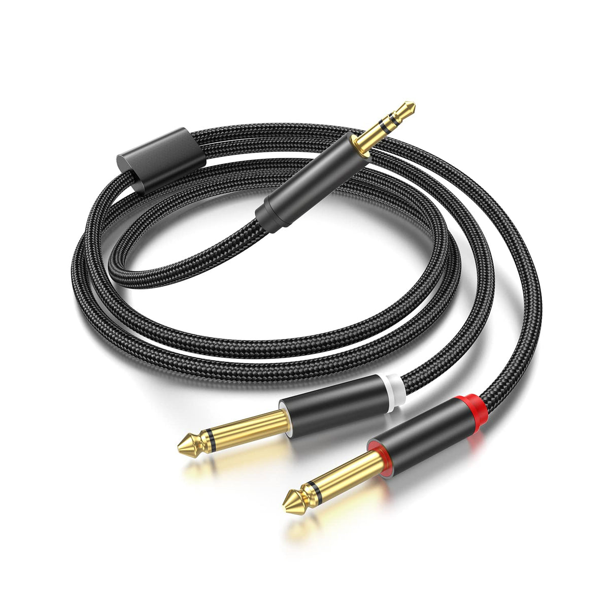 Yumiwoow 2Pack 16Ft 3.5mm TRS to Dual 6.35mm Stereo Cable 1/8 TRS to Dual 6.35mm 1/4 TS Mono Y Splitter Audio Cord Adapter for Smartphone, Mixer,PC, CD Player, Speakers and Home Stereo System