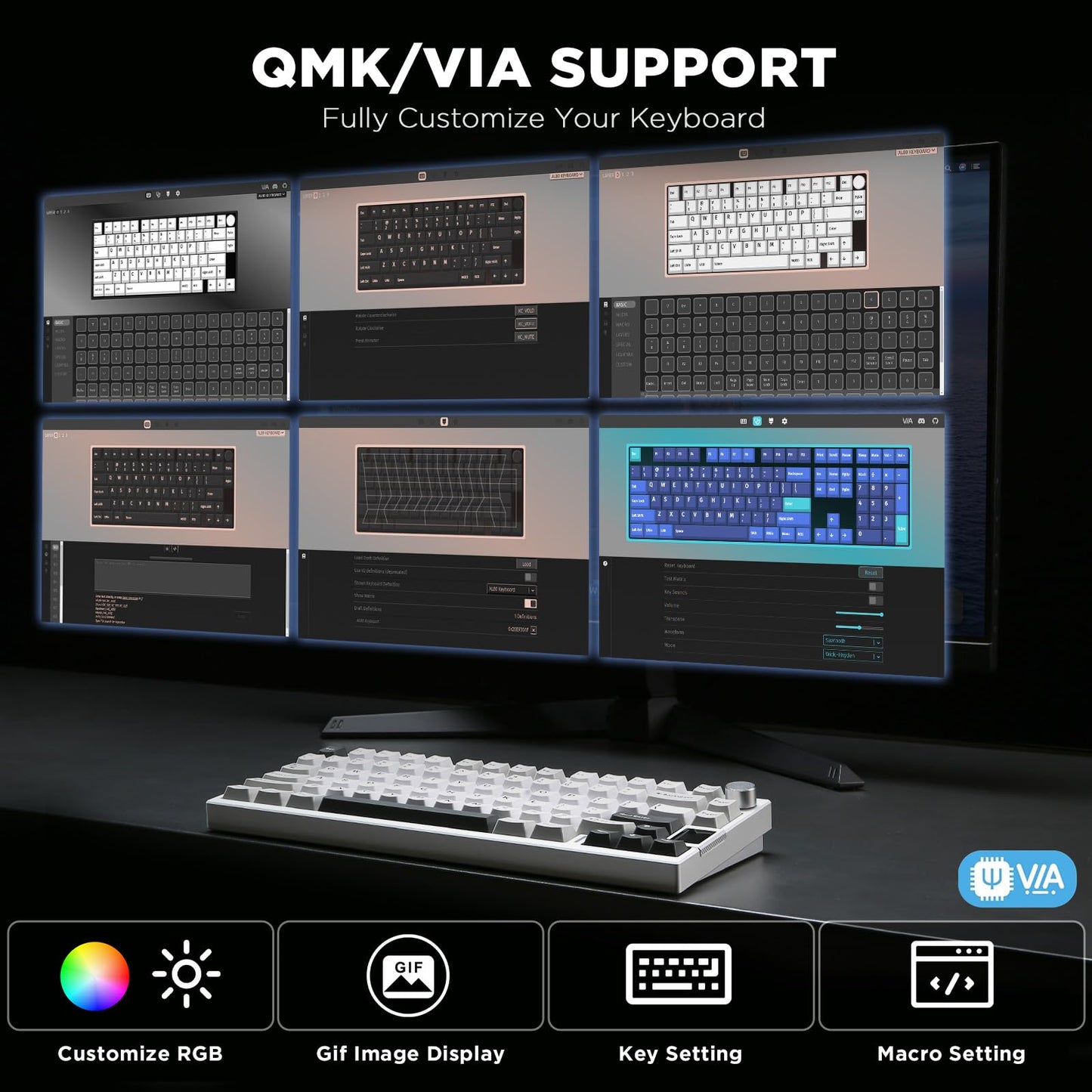 YUNZII AL80 75% Wireless Aluminum Mechanical Keyboard(Silver,Gateron Zero)