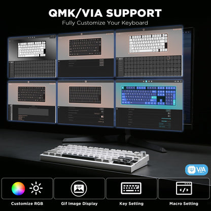 YUNZII AL80 75% Wireless Aluminum Mechanical Keyboard(Silver,Gateron Zero)