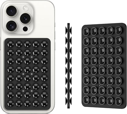 Silicone Double Sided Suction Phone Case Mount, Detachable Hands Free & Strong Grip Holder for Selfies & Videos, Compatible iPhone Android (Black, 1Pack)