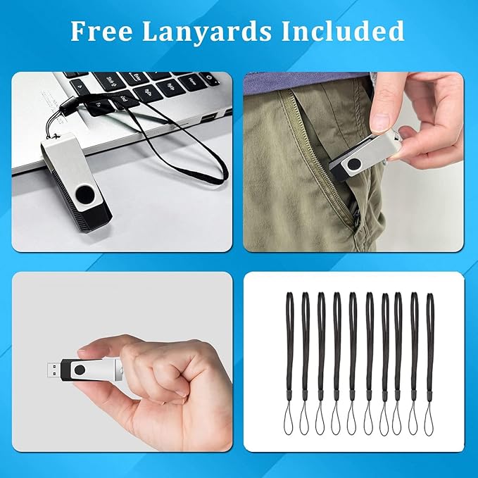 2GB Flash Drives 50 Pack, Wooolken USB 2.0 Thumb Drive with Lanyards Bulk USB Sticks for Weddings,Office, School, Data Storage Backup