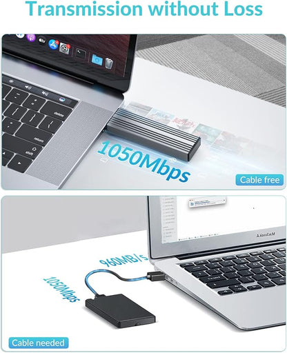 PHIXERO 10Gbps SSD Enclosure, Tool-Free and Wireless. Compactible with NVME/SATA SSD Size 2230/2242/2260/2280