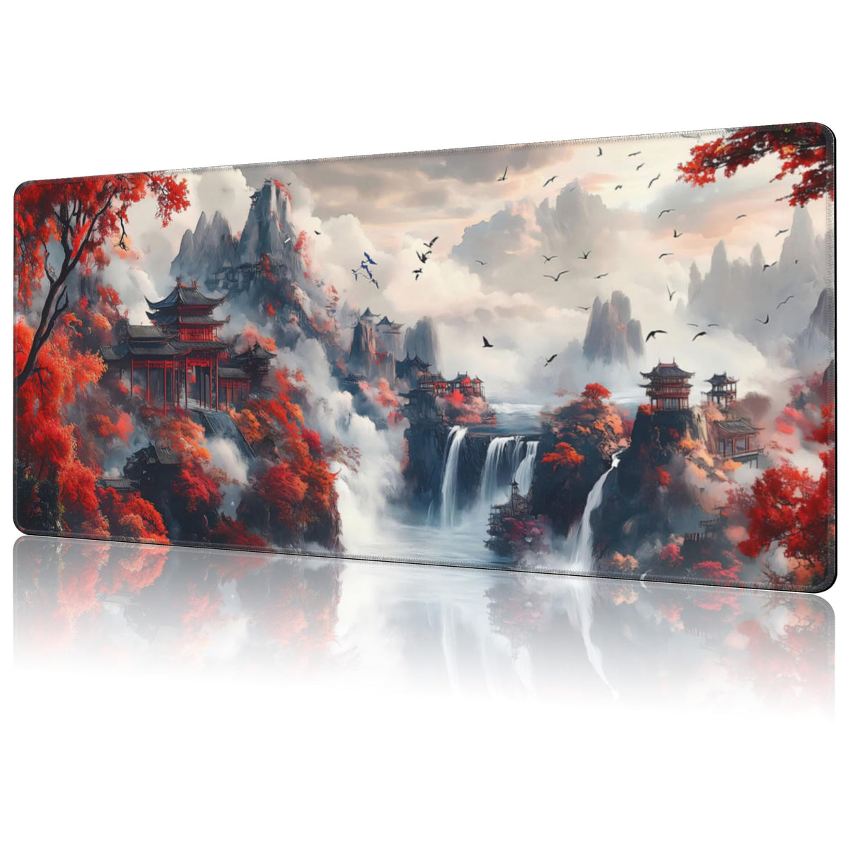 NIYLYNSYN Mouse Pad Large Liquid Marble Non-Slip Gaming Desk Mat with Stitched Edge Laptop Keyboard Desk Pad for Work Home Gaming (35.4 x 15.7 Inches)