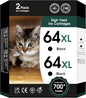64XL Black Ink Cartridges Black Compatible for HP 64 XL High Yield Replacement for HP Printers 7858 7855 7120 7155 7158 7164 6255 6252 6232 Envy Inspire 7955e Tango X Printers