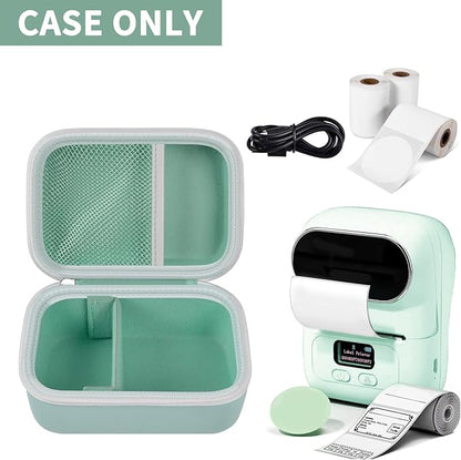 Case Compatible with Phomemo M110 Label Maker - Portable Mini Bluetooth Thermal Label Maker Carrying Storage Bag for Printer Labels, USB Cable and Accessories Black (Box Only)-Green
