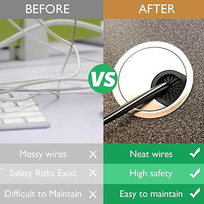 2 Pcs Desk Grommet 2-1/16" / 53 mm, Desk Cord Hole Cover, Cable Grommet Metal Zinc Alloy Materilal, Desk Hole Grommet for Home & Office Pc, Detachable Cable Cord Organizer-Bright Silver