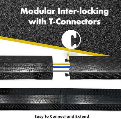 Kable Kontrol Drop Over Floor Cord Cover – 40” Inch Long 3 Channel Cable or Wire Protector – 30 Pcs Bulk Pack - Rubber Ramp for Indoor and Outdoor Use – Black