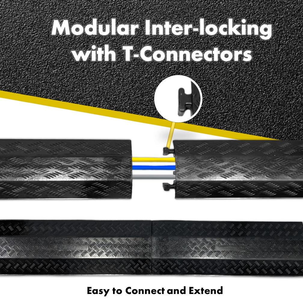 Kable Kontrol Drop Over Floor Cord Cover – 40” Inch Long 3 Channel Cable or Wire Protector – 30 Pcs Bulk Pack - Rubber Ramp for Indoor and Outdoor Use – Black