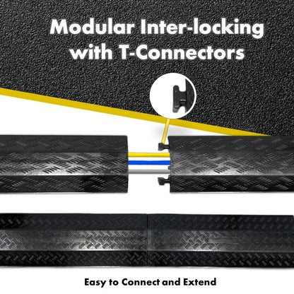 Kable Kontrol Drop Over Floor Cord Cover – 40” Inch Long 3 Channel Cable or Wire Protector – 30 Pcs Bulk Pack - Rubber Ramp for Indoor and Outdoor Use – Black