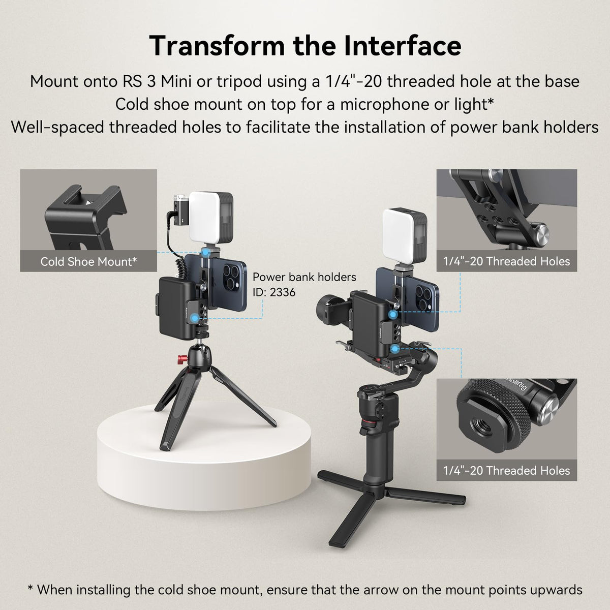SMALLRIG Universal Phone Holder Mount with Cold Shoe - 4382