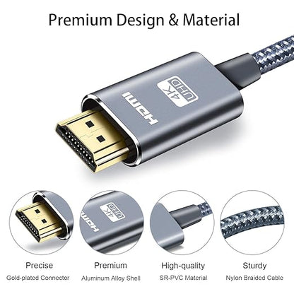 LEADSTAR HDMI Cable 4K 6 ft / 2m, High Speed HDMI 2.0 Cord Braided | 4K@60Hz, Ultra HD, 2160p, ARC, HDR, 3D, HDCP 2.2 | for Xbox, PS5, TV, Laptop, Monitor