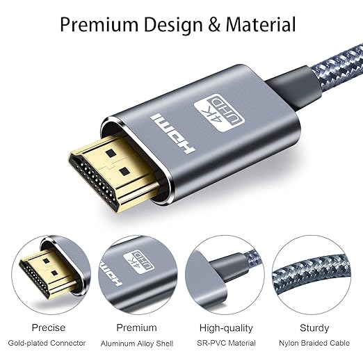 LEADSTAR HDMI Cable 4K 60 ft Fiber Optic, 4K 60Hz 18Gbps High Speed HDMI 2.0 Cord Braided | Ultra HD, HDR10, 1080p, eARC, 3D, HDCP 2.2 | for Xbox, PS5, TV, Laptop, Monitor