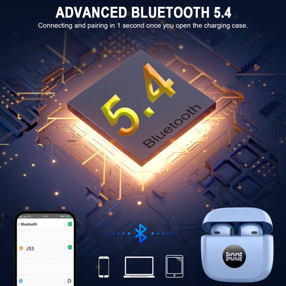 Wireless Earbuds, Bluetooth 5.4 Earbuds, LED Power Display, HiFi Stereo