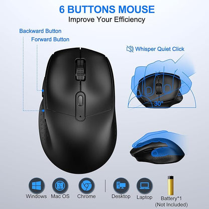 EDJO Wireless Keyboard and Mouse Combo, Full-Size Ergonomic Wireless Computer Keyboard with Wrist Rest, Phone Holder, Sleep Mode, Comfortable Natural Typing Set for Windows, Laptop, Mac, PC