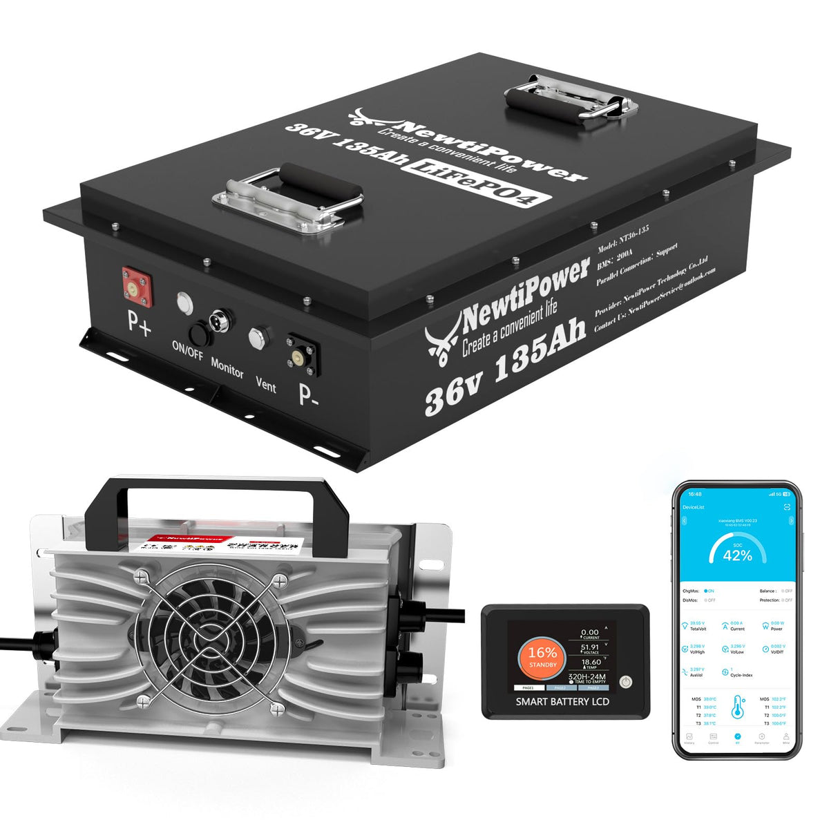 36V 100Ah Golf Cart Lithium LiFePO4 Battery with Charger and 200A BMS Grade A Cells Deep Cycle Rechargeable Battery,10000+ Cycles,Perfect for Golf Cart,Off Grid Applications (36V 100Ah+Chr)