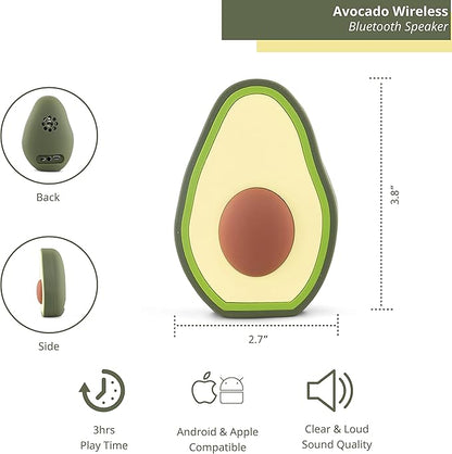 Avocado Bluetooth Wireless Speaker, Animal Design for Kids of All Ages, Average 3 Hours of Playtime, 3W Output, Compatible with iPhone and Android Devices