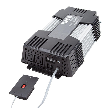 Amazon Basics 1000W Car Power Inverter, 12V to AC 110V, Portable, 2 AC Outlets, USB Port, 13.81 x 7.44 x 3.07 inches