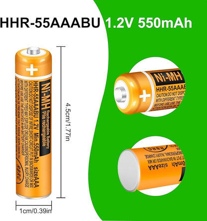 4 Pack HHR-55AAABU NI-MH Rechargeable Battery for Panasonic 1.2V 550mAh AAA Battery for Cordless Phones