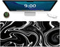 Gaming Mouse Mat Forest Background Pattern XXL XL Large Mouse Mat Long Extended Mouse Pad Desk Mat Non-Slip Rubber Mice Pads Stitched Edges Thin Pad (Wave Black)