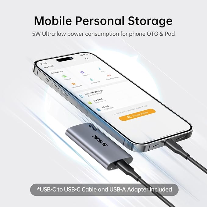 SSK 2TB Portable SSD External Hard Drive Solid State Drive Up to 550MB/s