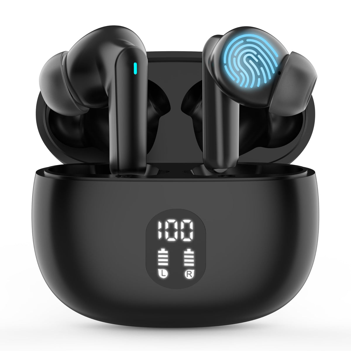 Merryking Active Noise Cancelling Wireless Earbuds with Real Time Translation, in Ear Bluetooth 5.4 Headphones Stereo Bass Ear Buds Translator via APP (Black)
