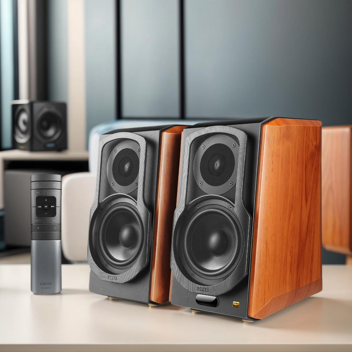 Edifier S1000W WiFi Audiophile Active Bookshelf 2.0 Speakers, 120W RMS Wireless HiFi Bluetooth Sound System Works with Alexa, Optical/RCA x 2 Coaxial, Supports AirPlay 2, Spotify Tidal Connect- Pair