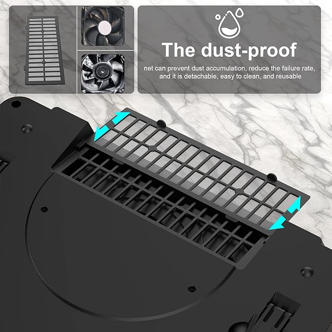 GT500 Powerful Turbo-Fan (4200 RPM) Laptop Cooling Pad with Infinitely Variable Speed,Seal Foam for Rapid Cooling Gaming Laptop,Dust Filter for Protect Laptop,13-17.3inch Laptop Cooler