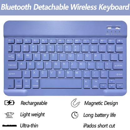 BSBLESS Keyboard Case for iPad 11th 10th Generation - iPad 10th Generation Case with Detachable Wireless Keyboard - Smart Folio Cover with Pencil Holder for 11-inch A16 2025 10.9-inch 2022, Purple