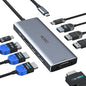 HODO USB C Docking Station Dual Monitor Adapter for Dell HP, Laptop Docking Station 3 Monitors Quad Display USB C Hub Dongle to 2 HDMI 4K,DP 8K,VGA,4 USB,PD, Thunderbolt Dock Type C Adapter for Lenovo