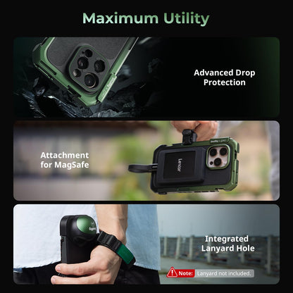 SMALLRIG x Brandon Li Mobile Video Kit for iPhone 16 Pro, Phone Cage with Lightweight Case, Rotatable Wireless QR Handles, 67MM Magnetic VND Filter Kit, Support for MagSafe - 5002