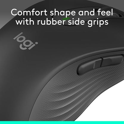 Logitech Left Handed Wireless Mouse Signature M650 L Full Size - 2 Year Battery, Silent Clicks, Customizable Buttons, Bluetooth, PC/Mac/Chromebook - Graphite, Large