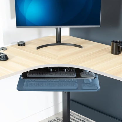 VIVO Premium Adjustable Computer Keyboard and Mouse Platform Tray, Ergonomic Under Table Desk Mount Drawer with Padding, Black, MOUNT-KB27P-B