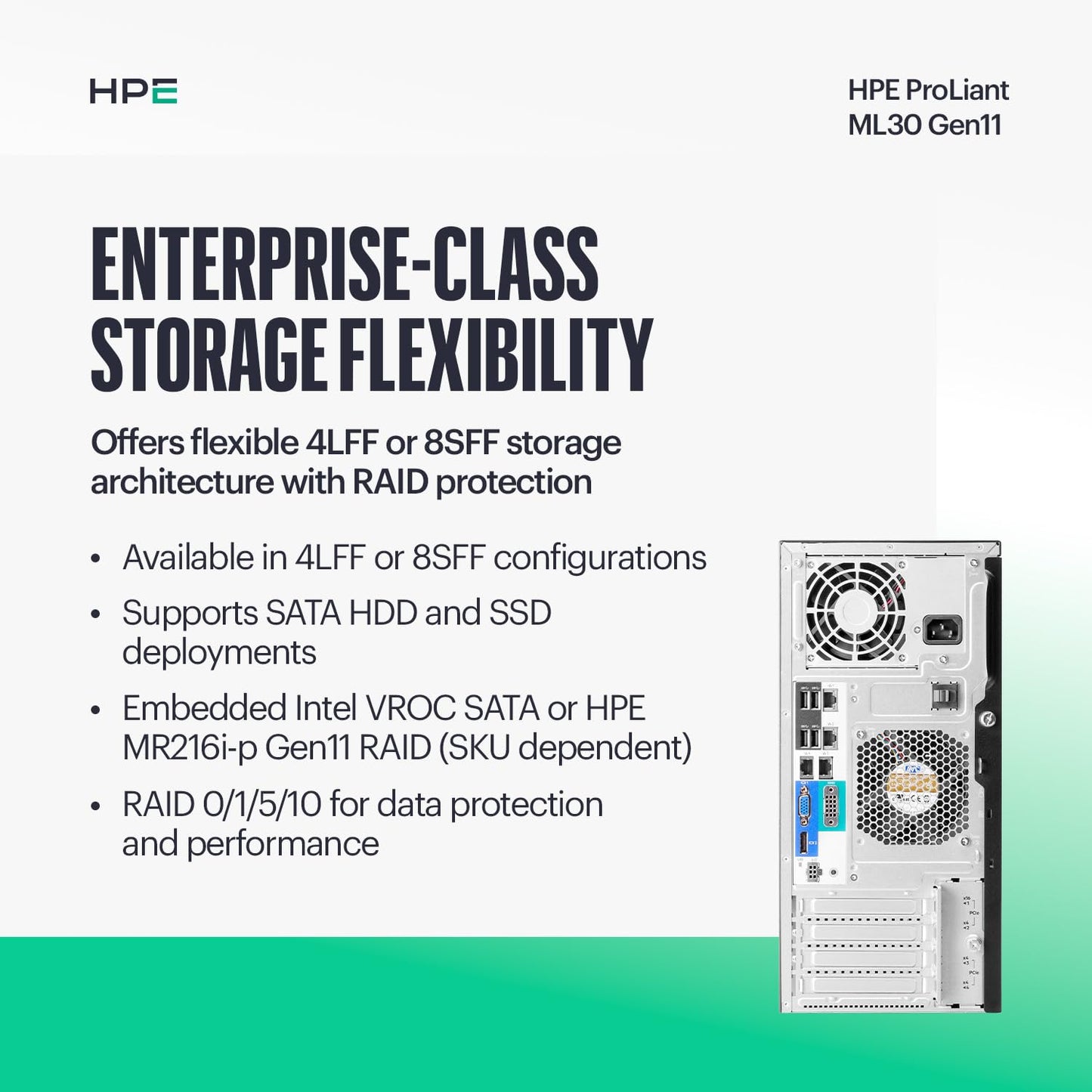 Hewlett Packard Enterprise ProLiant ML30 Gen11 Tower Server w/one Inte Xeon 6315P Processor, 2.8GHz, 4c 1P 1x16GB-U 4LFF-NHP 2x1TB HDD 1x350W PS (HPE Smart Choice P83315-005)