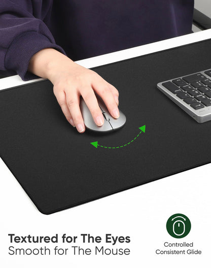 ALOANES Black Waterproof Desk Mat, Large Mouse Pad with Extended Mouse Mat, with Anti Slip Base, Stitched Edge, Grain Jacquard Surface, Perfect for Gamer, Office & Home, 3XL 15.74''x35.43''x0.12''