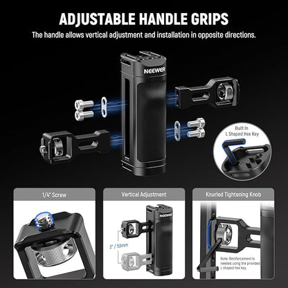 NEEWER Universal Phone Cage Video Rig with Bluetooth Shutter Side Handle Comfort Grips, Smartphone Stabilizer for Video Recording Compatible with iPhone 16 15 Pro Max 15 Pro Galaxy S24 Ultra, PA009E