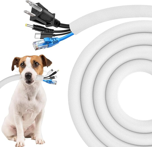 Secbolt Cord Protectors from Pets No Chew, 10ft - 1 inch Ultra Durable Cord Covers for Pets, Bite-Resistant Cable and Wire Protector for Cats, Dogs, Rabbits - White