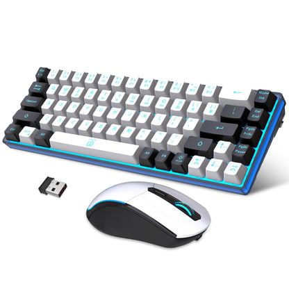 Snpurdiri 60% Wireless Gaming Keyboard and Mouse Combo (White-Black)
