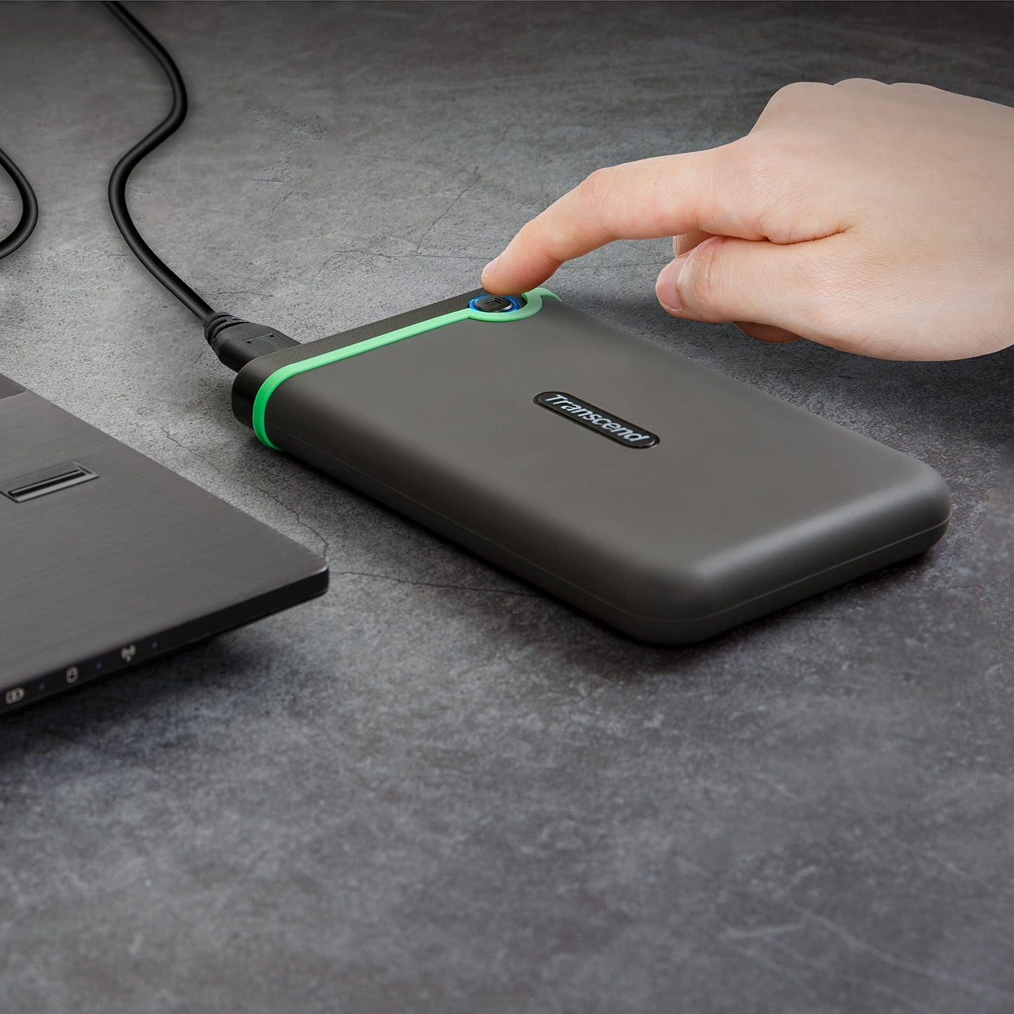 Transcend StoreJet 1TB Rugged External Hard Drive, USB3.1(5Gbps) Portable HDD w/One Touch Auto-Backup Button/Anti-Shock Resistant/Compact&Lightweight/Lightning-Fast Speeds, Iron Gray - TS1TSJ25M3S