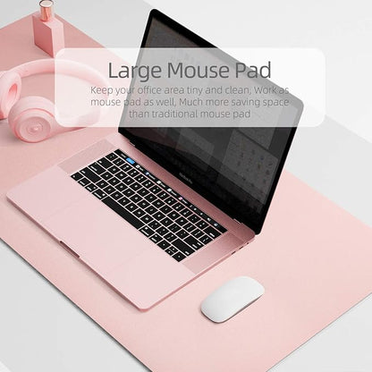 YSAGi Dual-Sided Desk Pad Protector, Desk Mat with Non-Slip - Waterproof PU Leather Office Desk Blotter for Mouse, Keyboard, Writing (23.6" x 13.7", Pink)